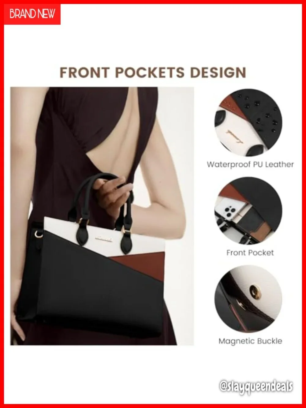 Women's Satchel Handbag PU Leather Tote with Detachable Strap